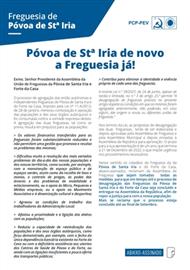 Póvoa de Santa Iria de novo a Freguesia Já!
