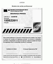 Petição Alteração/Unificação dos Cartões Profissionais de Segurança Privada